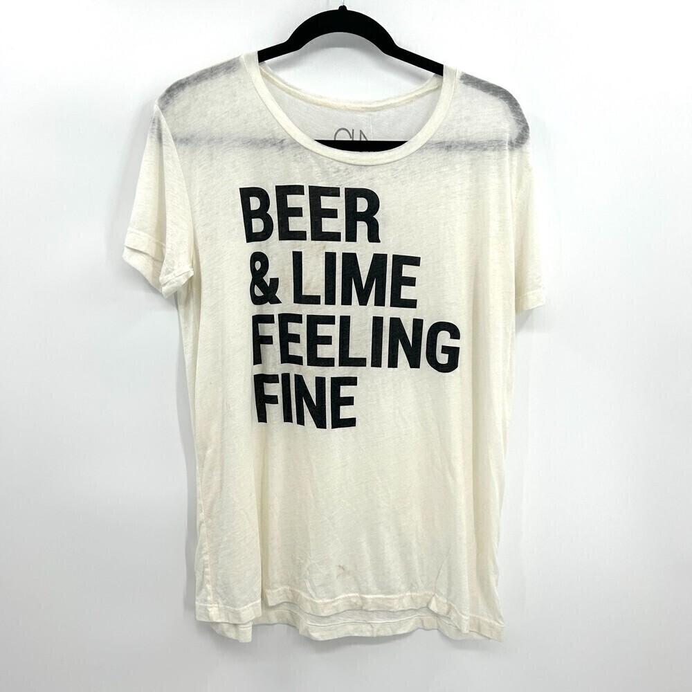 NWT CHASER *Flawed* Cream Black Beer Lime Feeling Fine Graphic Tee Size Medium